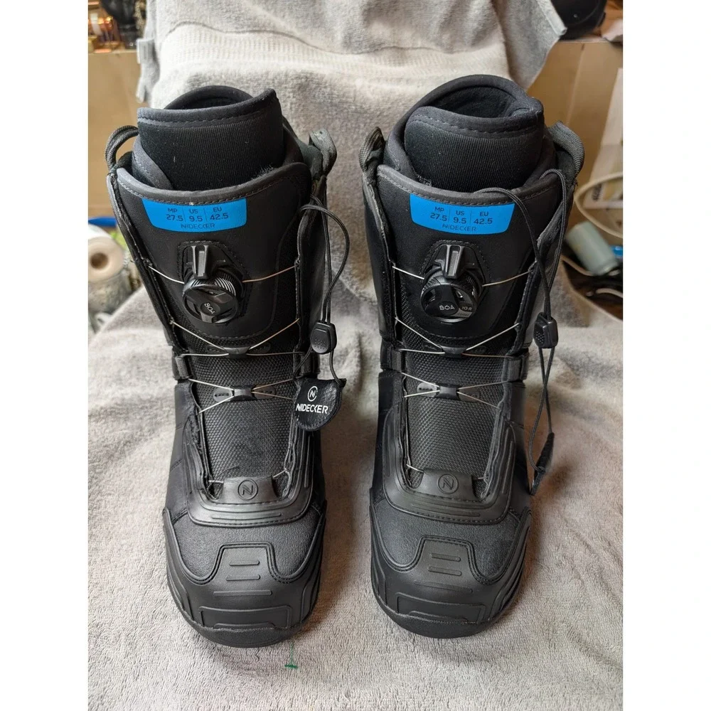 Nidecker‎ BOA Snowboard Boots Mens 9.5 Black All Mountain Snowboarding Gear